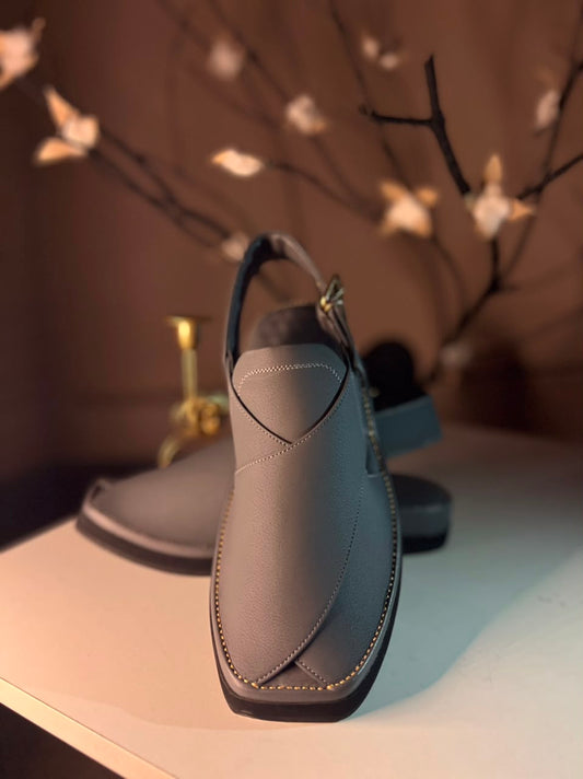 Kaptaan Chappal Double Sole Grey