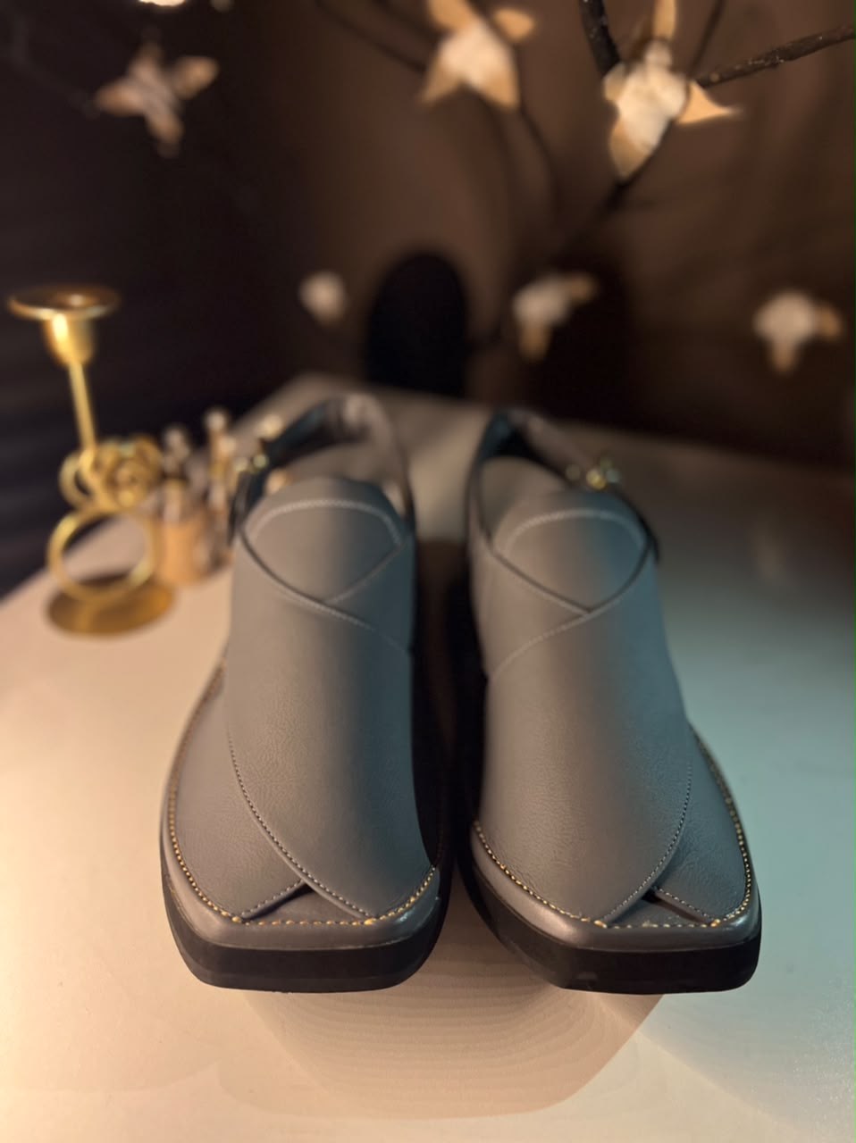 Kaptaan Chappal Double Sole Grey