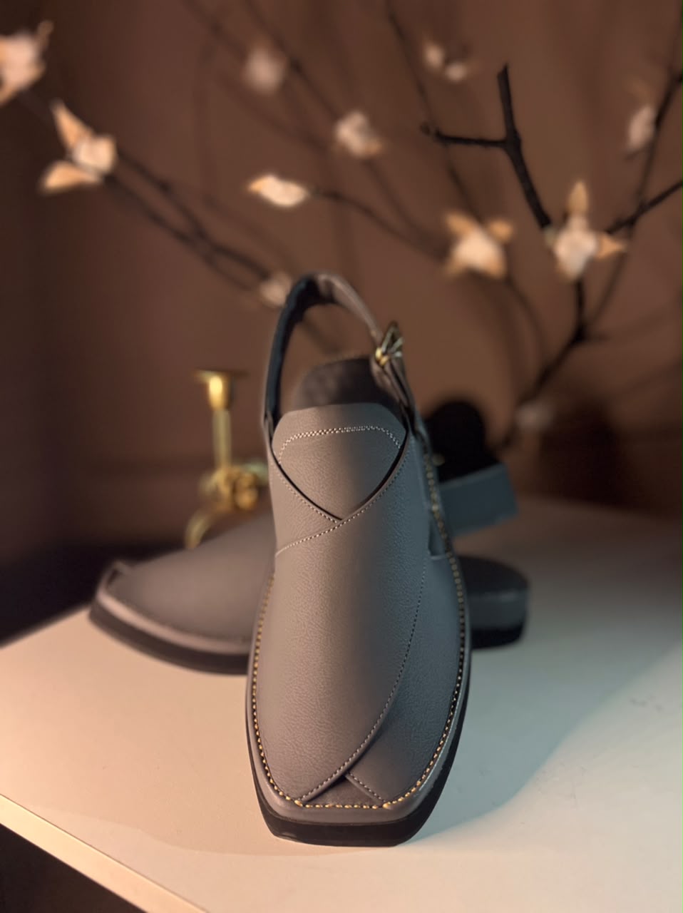 Kaptaan Chappal Double Sole Grey