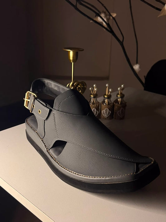 Kaptaan Chappal Double Sole Grey